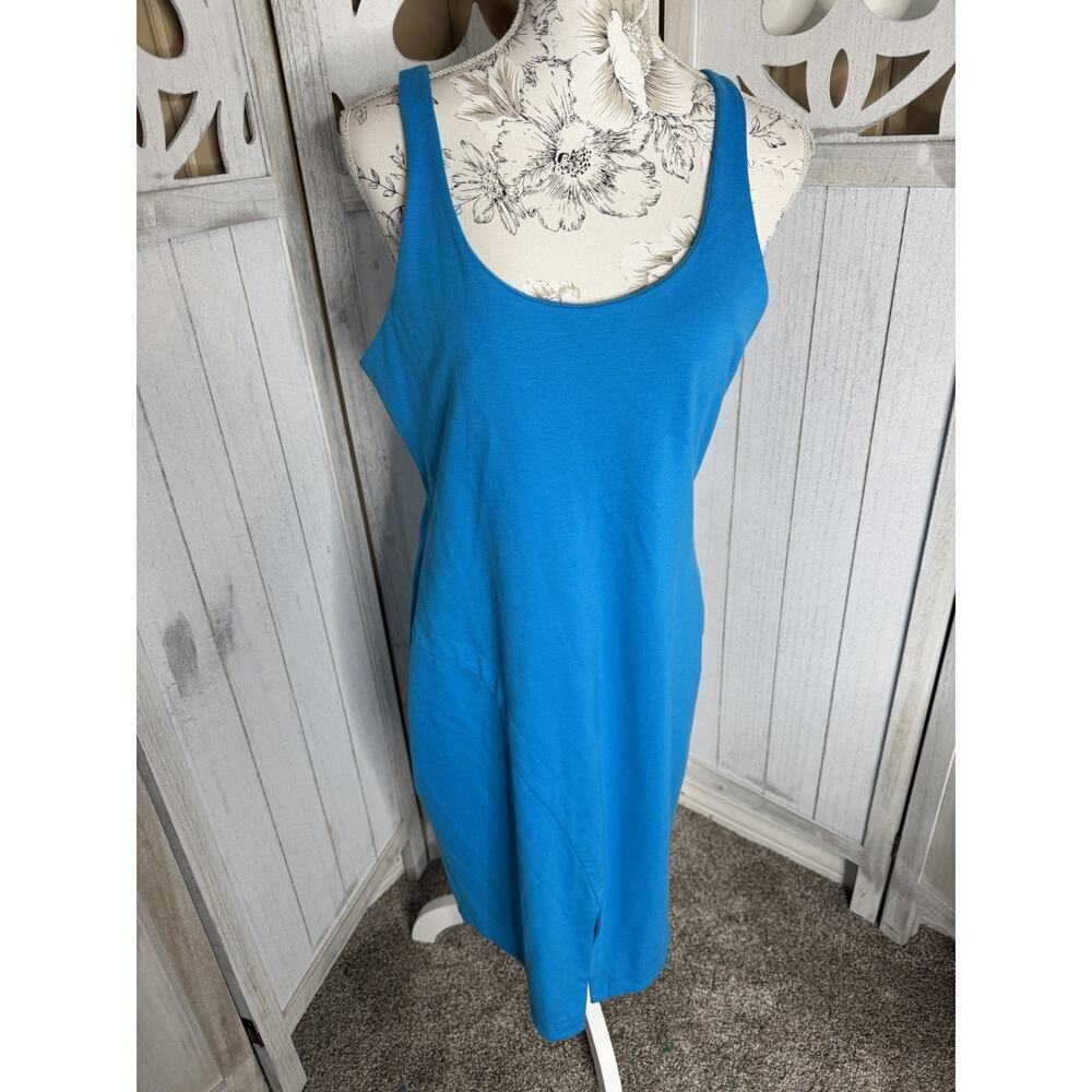 Amanda Uprichard Tisha Tank Long Dress Aqua Blue W/ Slit Size Large
